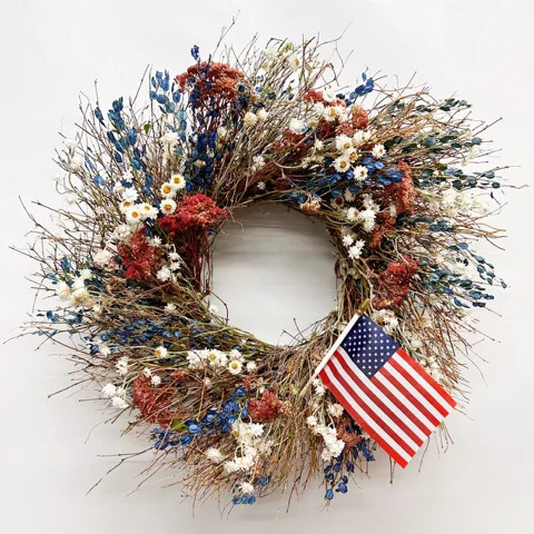 Preserved Patriotic Twigs and American Flag Wreath | Wayfair | Wayfair North America