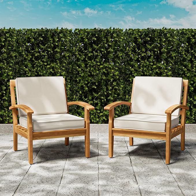 IDZO Laurent 500lbs Capacity Acacia Outdoor Club Chairs Set of 2, FSC Teak Finish Wood Furniture ... | Amazon (US)