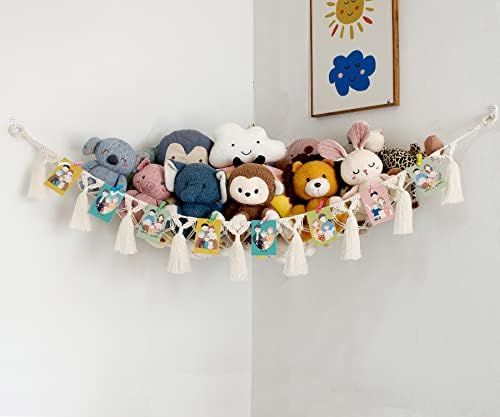 Mingtex Macrame Toy Hammock - for Stuffed Animals and Plush Toys, Soft Net Storage with Wooden Ph... | Amazon (US)