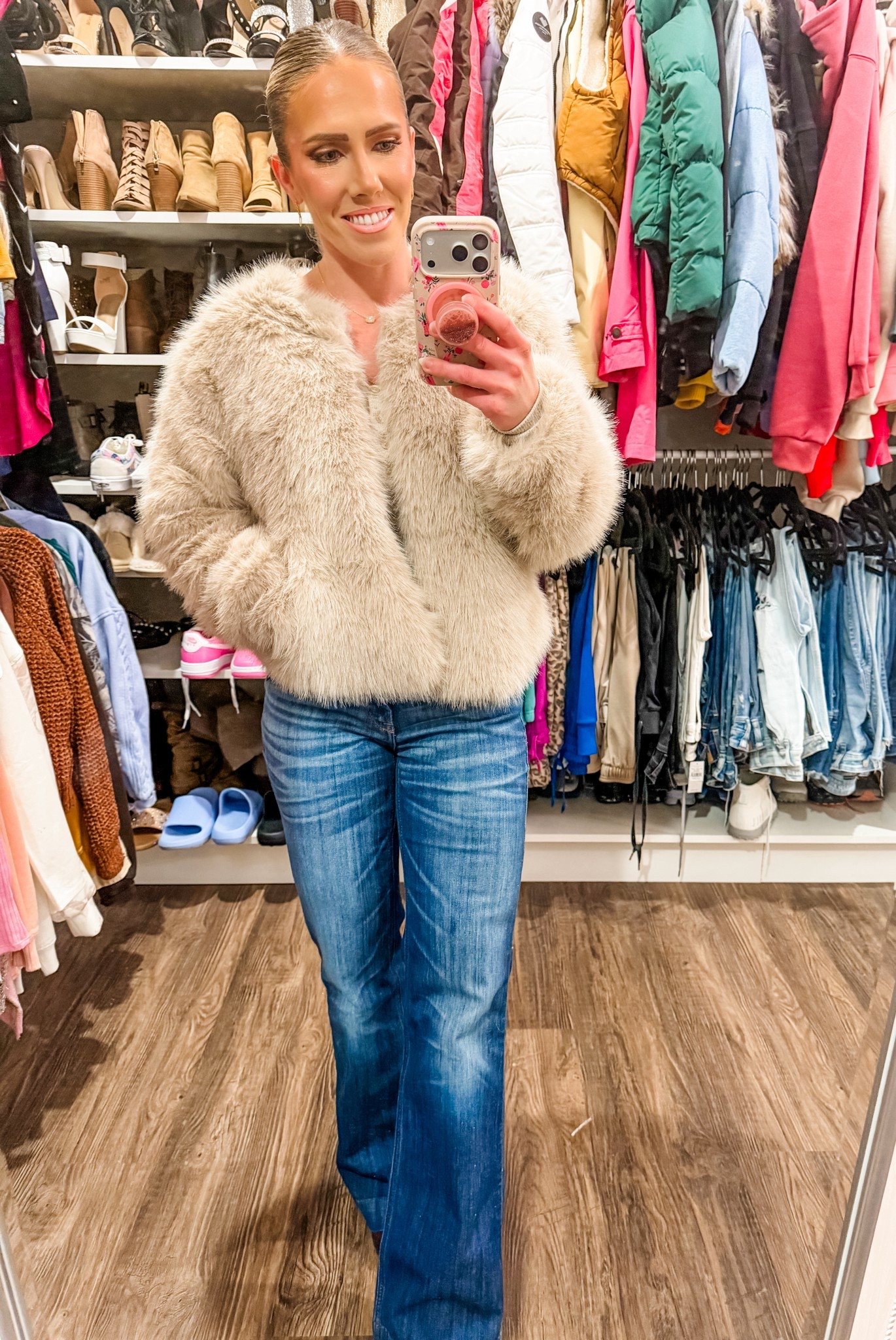 If you’re debating on getting a fur coat just do it, they don’t disappoint! Wearing a size small in the coat and size 26 in the jeans. 

#LTKdayinmylife #LTKmomlife #LTKSeasonal