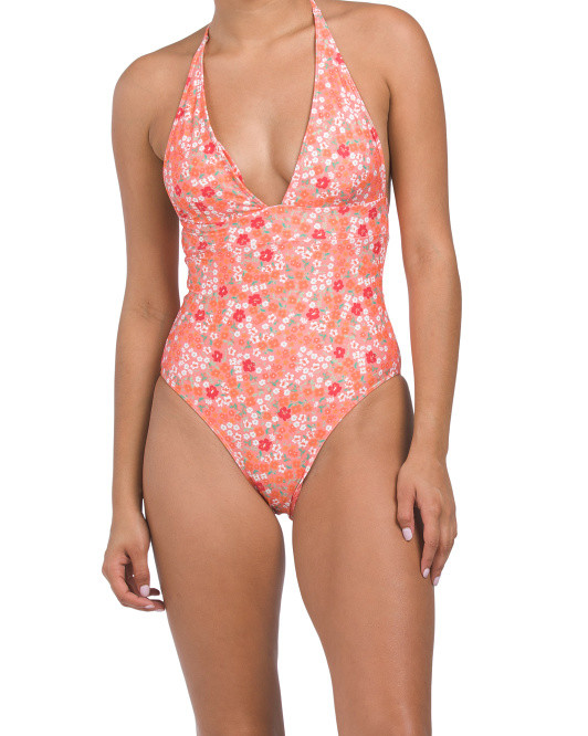 The Halter Plunge One-piece Swimsuit | TJ Maxx