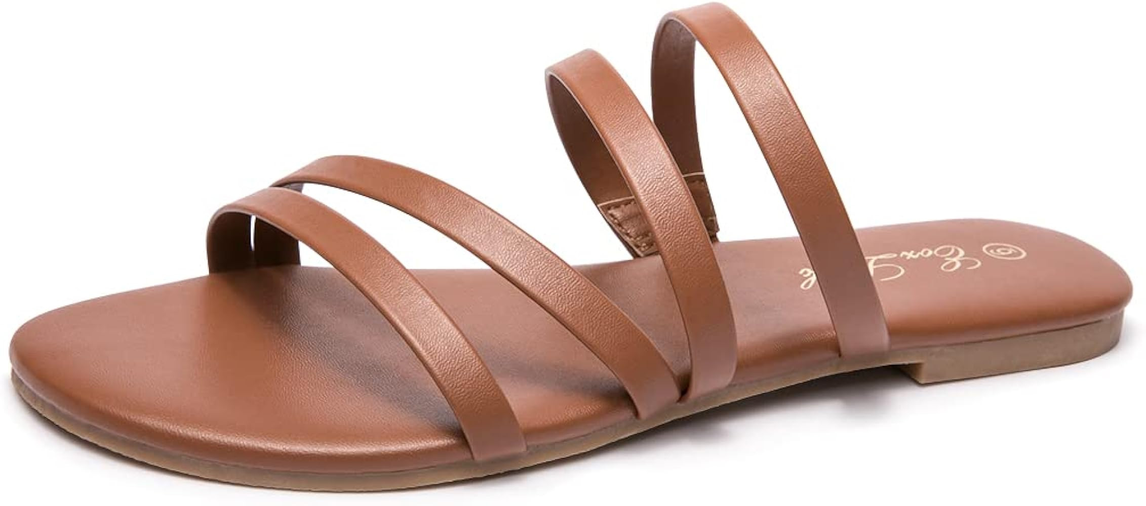 EOZLINK Women's Strappy Slides Flat Sandals Elastic Band Slides Sandals Open Toe Slipper Dress Su... | Amazon (US)