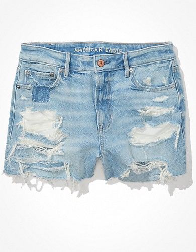 AE High-Waisted Denim Tomgirl Midi Short | American Eagle Outfitters (US & CA)