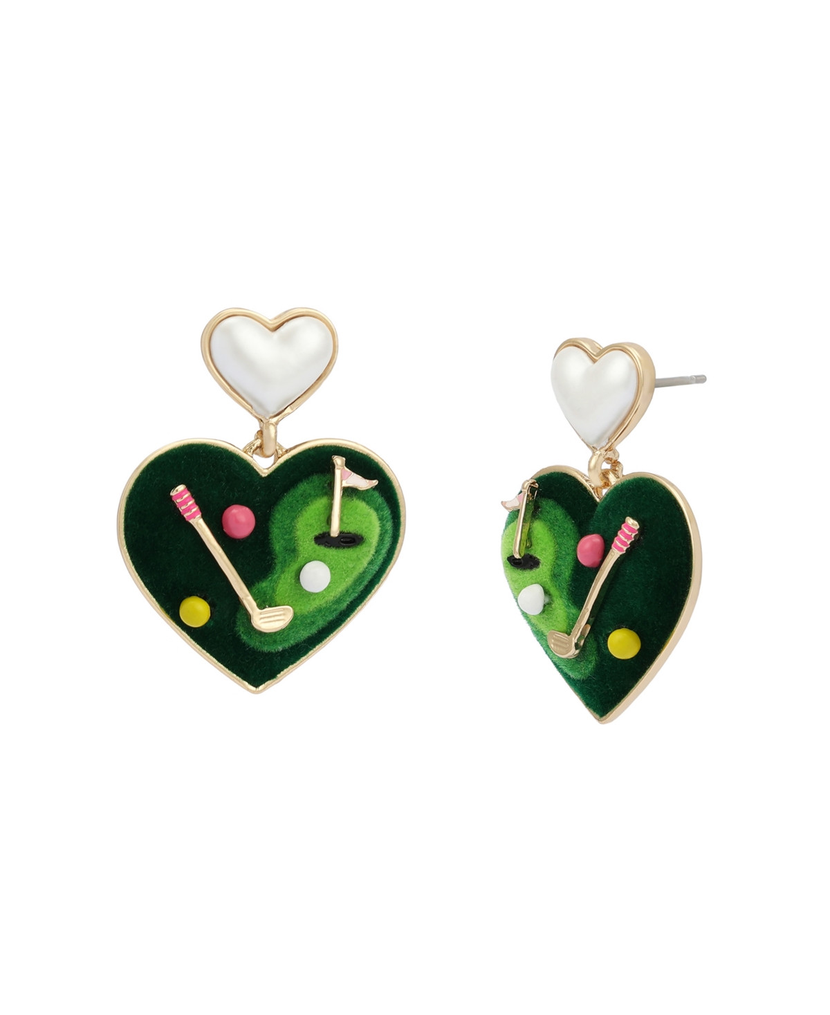 Betsey Johnson Faux Mother of Pearl Golf Heart Drop Earrings - Green | Macy's