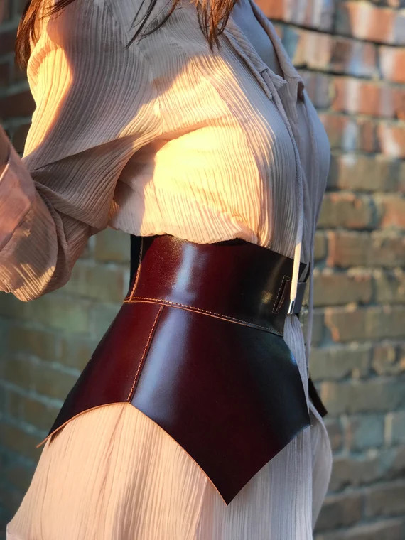 Chocolate belt Peplum Skirt Chocolate color Belt Individual Waist Size Women Hips Skirt Dress Acc... | Etsy (US)