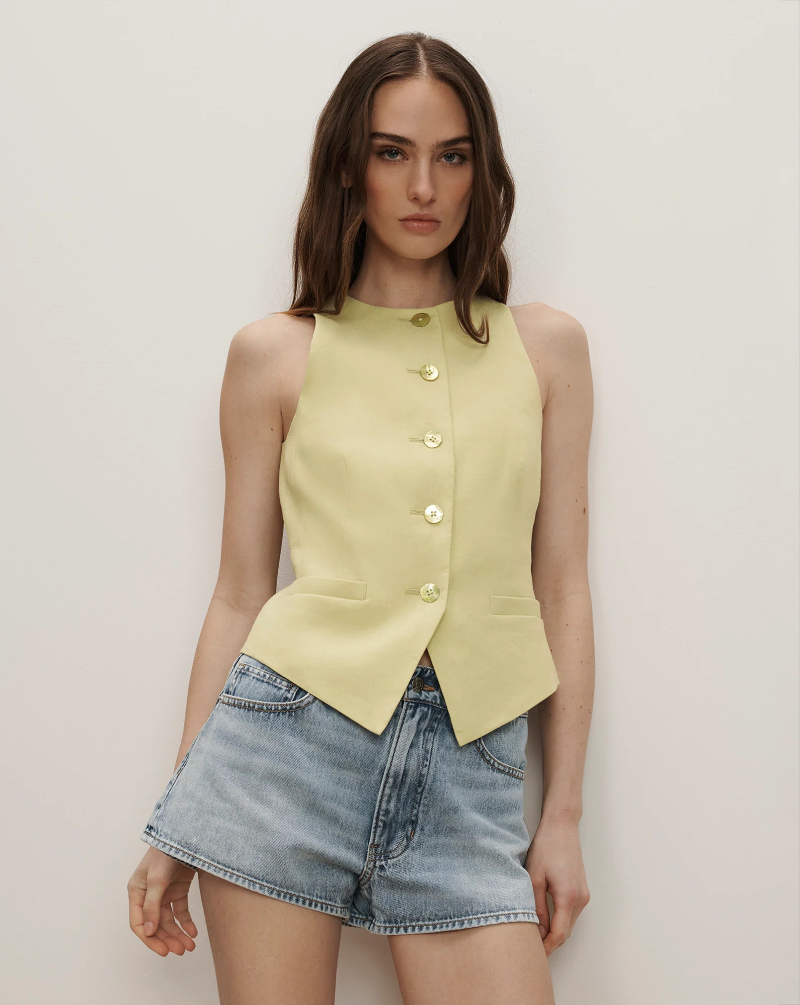 Hartwell Tailored Vest in Pistachio | Veronica Beard | Veronica Beard