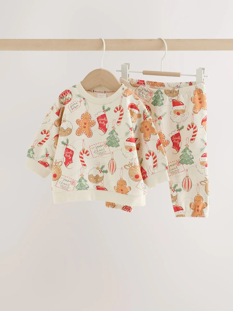 Neutral Christmas Sweat and Joggers Baby Set (0mths-2yrs) | Next EU