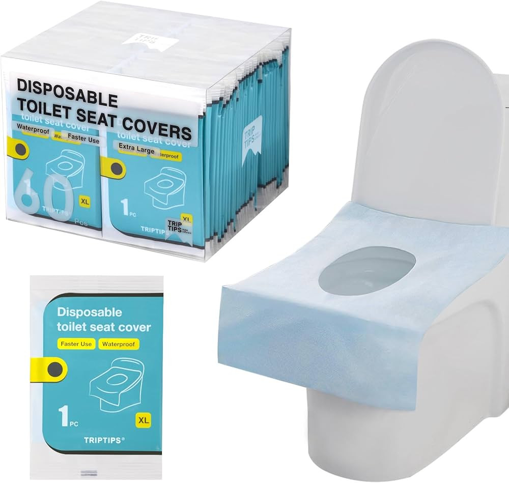 TRIPTIPS Toilet Seat Covers Disposable Travel Pack 60 count｜Faster use-Sticker free｜Waterproo... | Amazon (US)