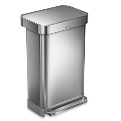 simplehuman® 45-Liter Rectangular Liner Rim Step Trash Can with Liner Pocket | Bed Bath & Beyond