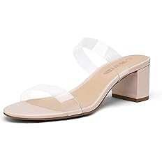DREAM PAIRS Women's Two Strap Open Toe Low Block Chunky Heels Sandals Dress Pumps Casual Summer M... | Amazon (US)