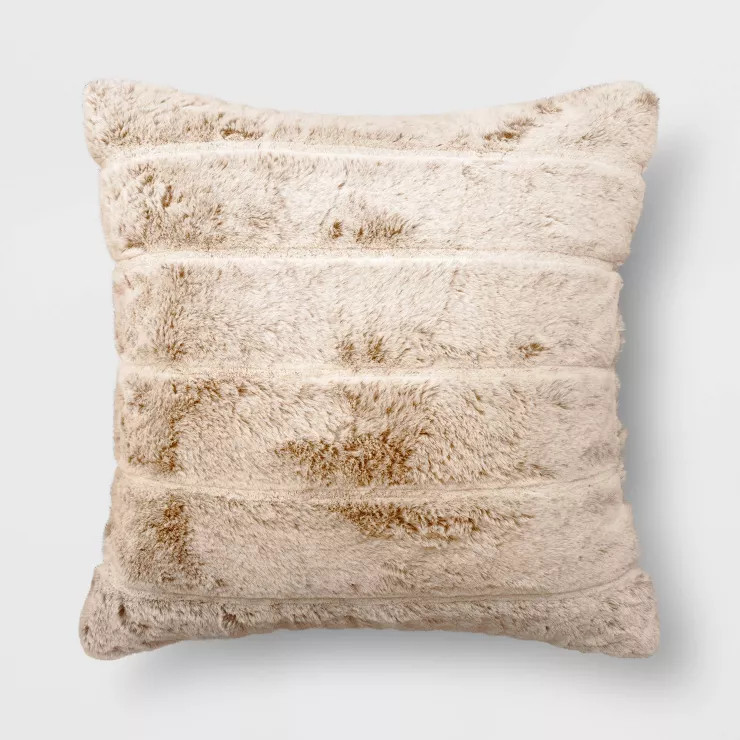 Textured Marled Faux Fur Square Throw Pillow - Threshold™ | Target