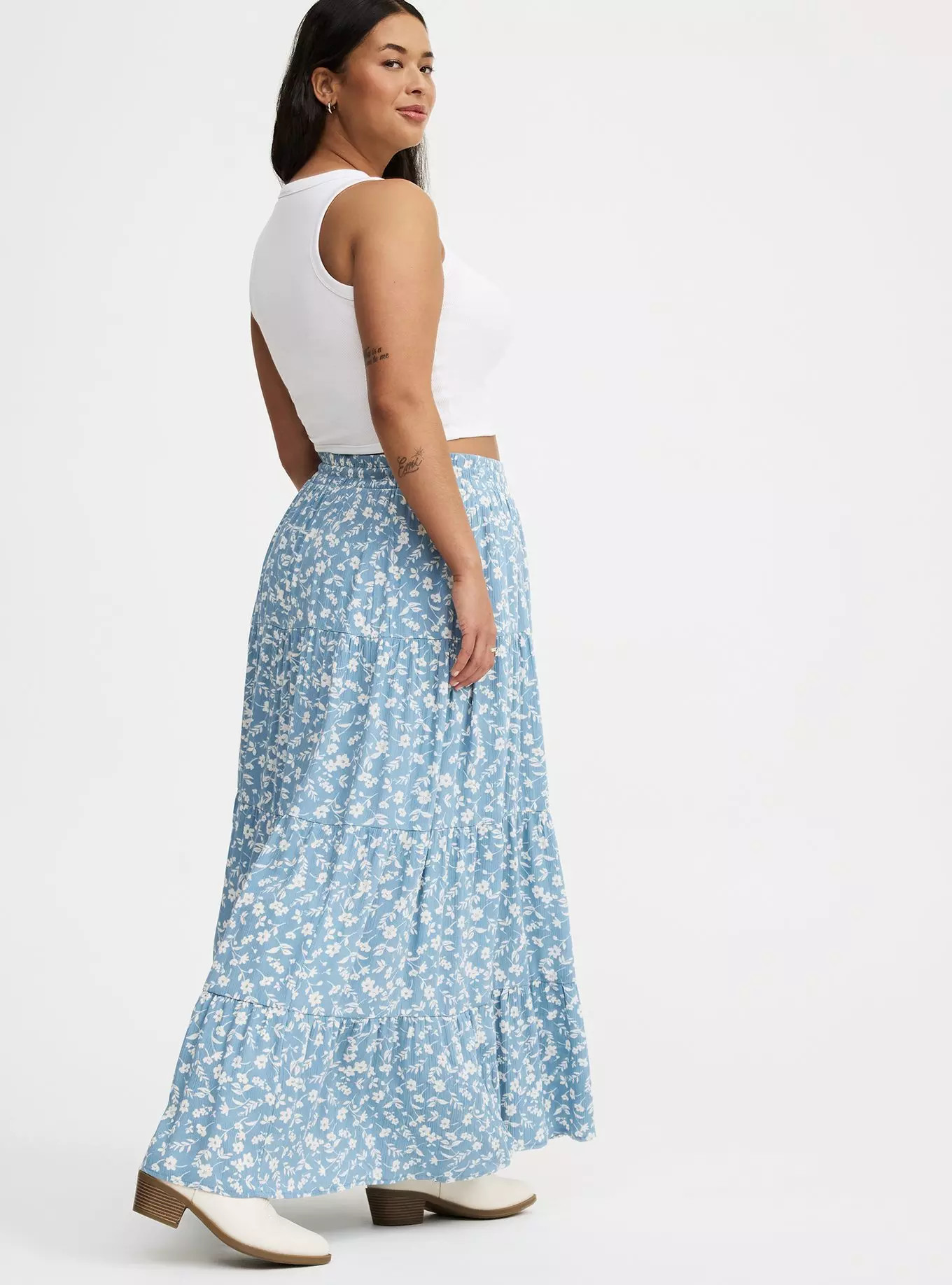 Shirred Tiered Maxi Skirt | Torrid (US & Canada)