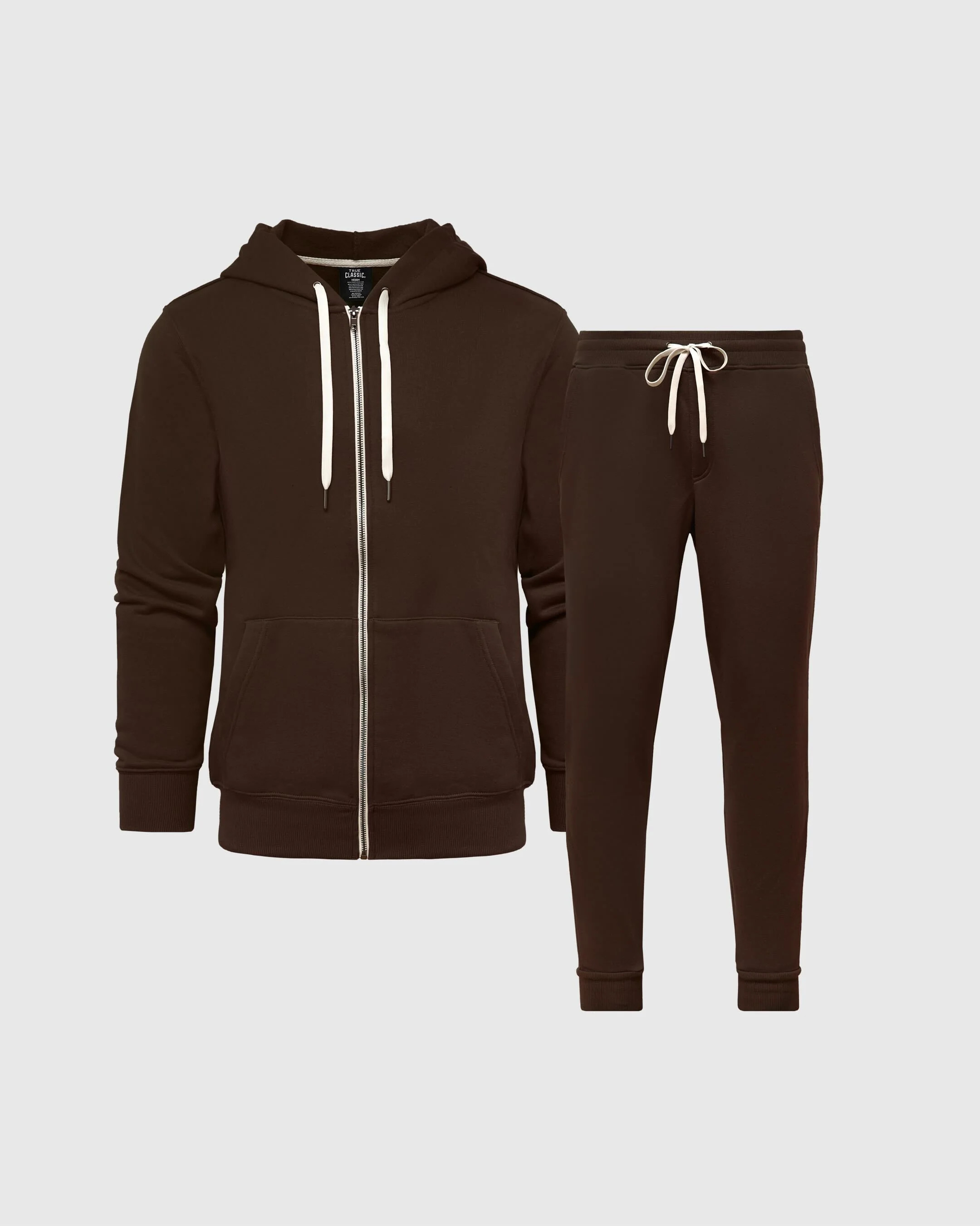 Dark Oak Fleece Zip Hoodie and Jogger Set | True Classic