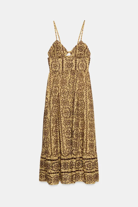 MIDI DRESS WITH CUTWORK EMBROIDERY AND CUT-OUT DETAIL | Zara UK