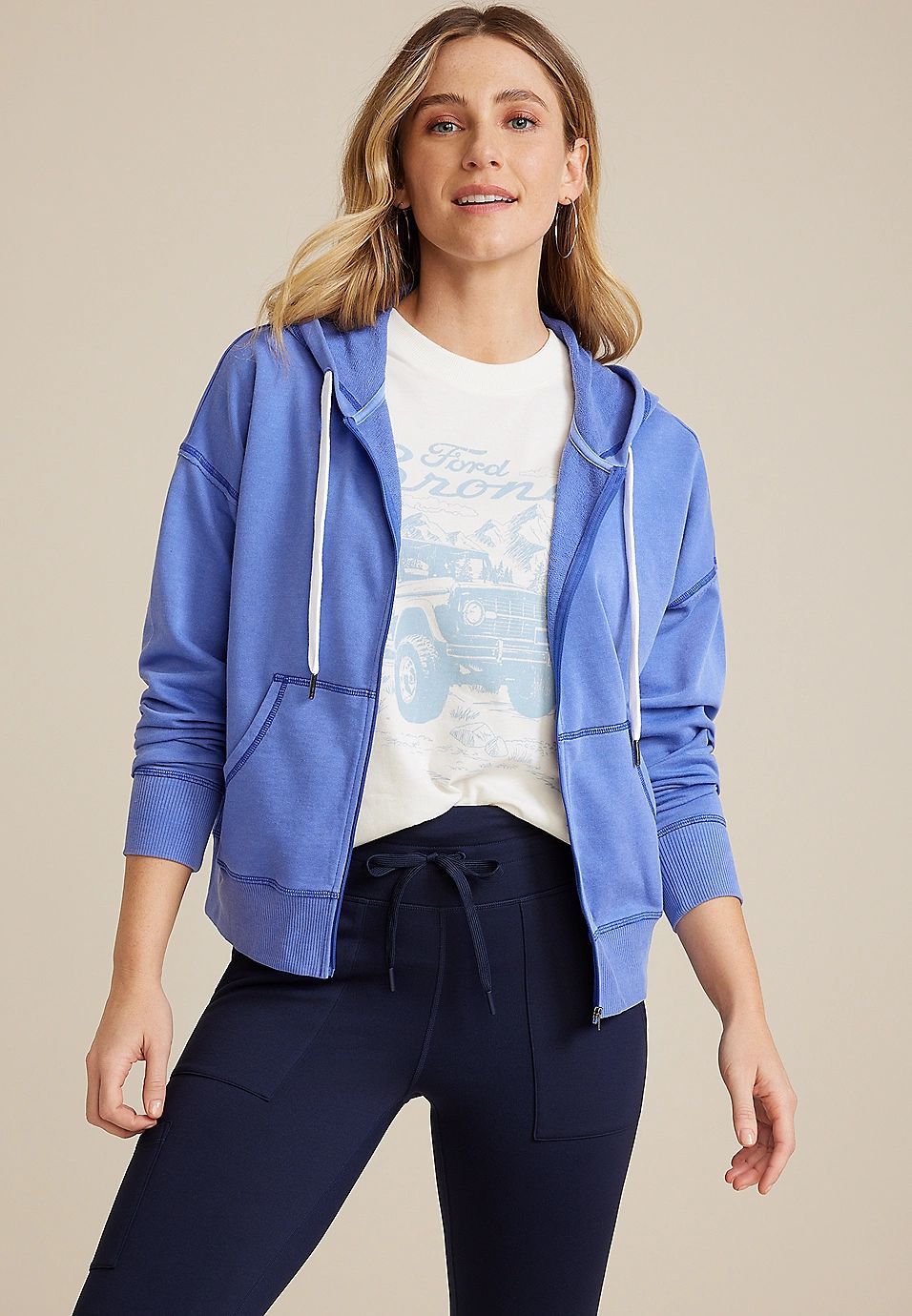 Washed Full Zip Hoodie | Maurices