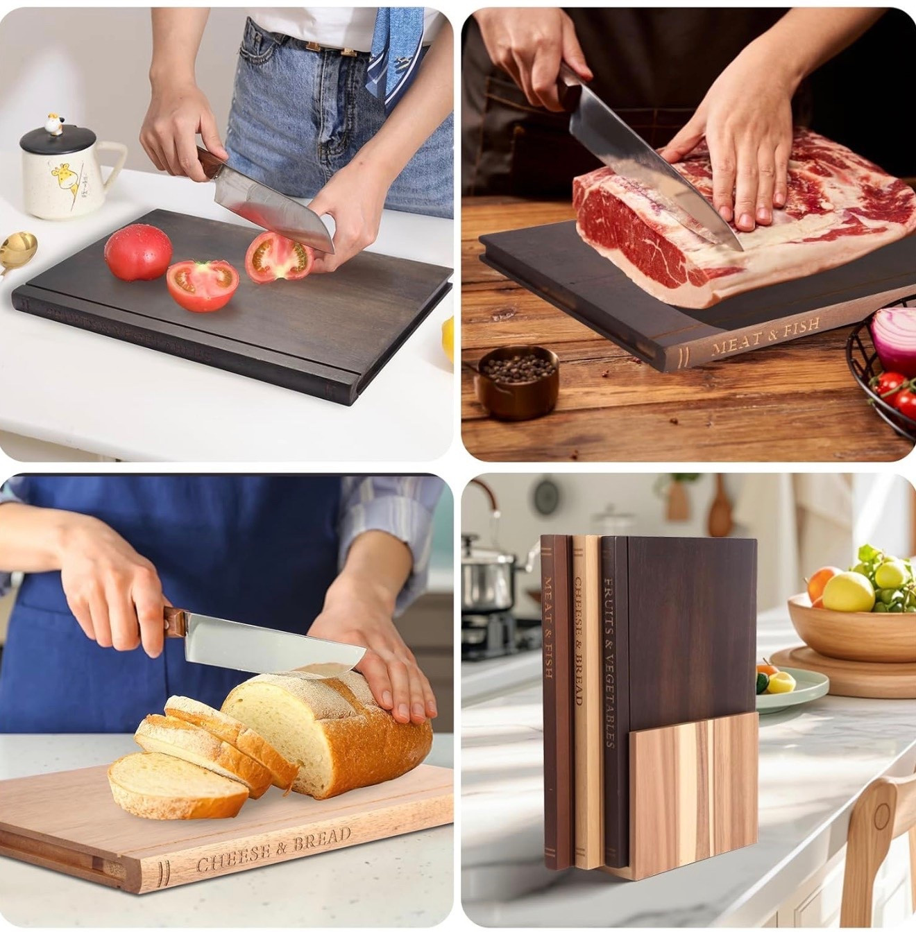 Book Cutting Board Set, Wooden Kitchen Book Cutting Board with Stand, Book Shaped Cutting Board for Kitchen Prep & Decorative Display

#LTKHome #LTKfoodie #LTKSaleAlert