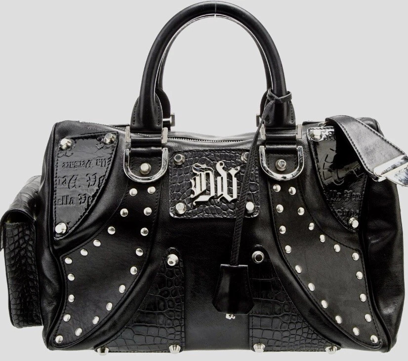 FLASH SALE: VERSACE Vintage Black Silver Studded Satchel Leather Croc Embossed | eBay | eBay US