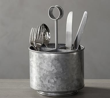 Galvanized Metal Flatware Caddy | Pottery Barn (US)