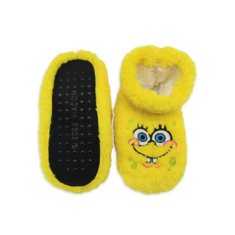 SpongeBob SquarePants Womens Plush Bootie Slipper Socks, Sizes S/M-M/L - Walmart.com | Walmart (US)