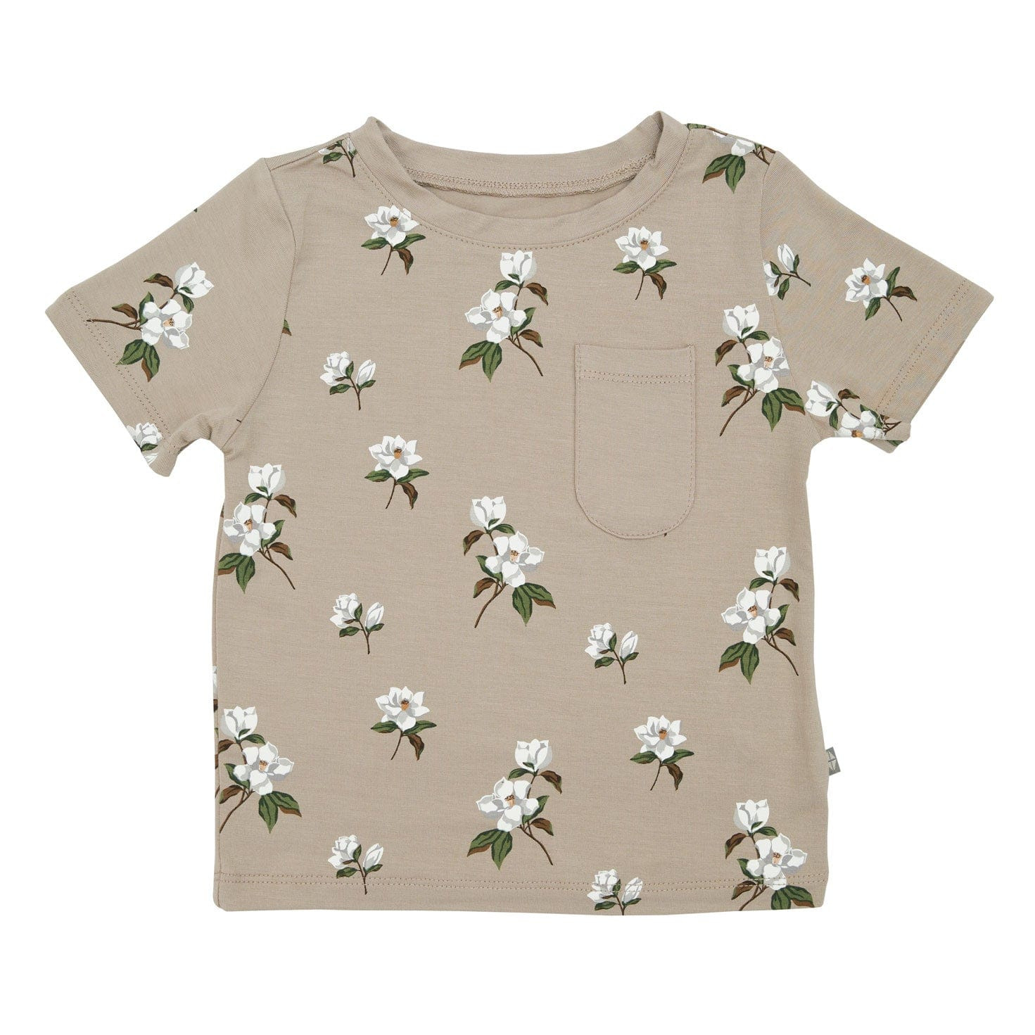 Toddler Unisex Tee in Small Khaki Magnolia | Kyte BABY