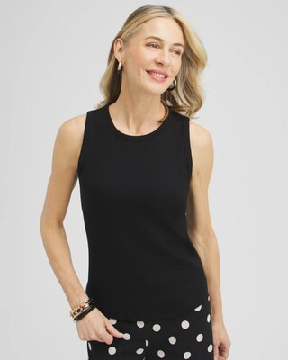 Women's Ribbed High Neck Tank in Black | Chico's | Chico's