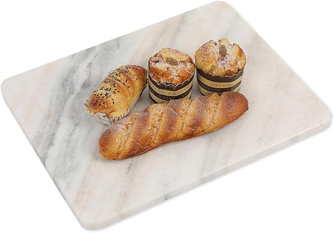 Marble Stone Cutting Board For Kitchen, 16x12 Inch Aura Calacatta Marble Pastry Board With Non-Sl... | Amazon (US)
