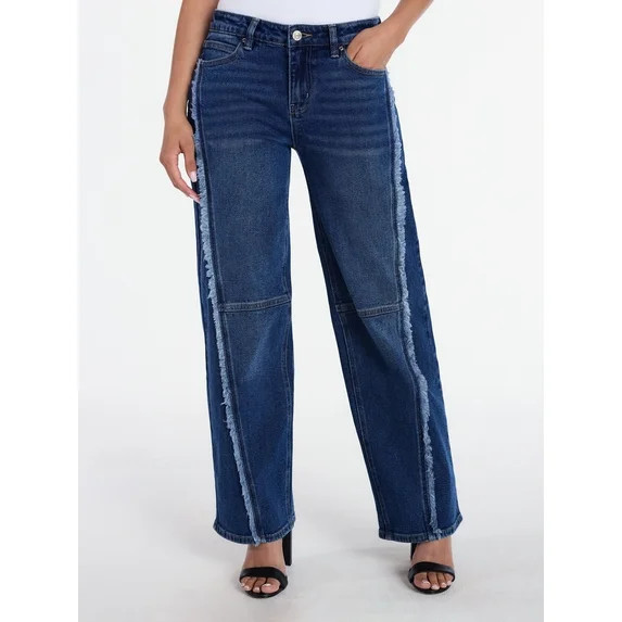 Madden NYC Women\u2019s Wide Leg Ankle Jeans with Frayed Seam, 26\u201d Inseam, Sizes 00-18 | Walmart (US)