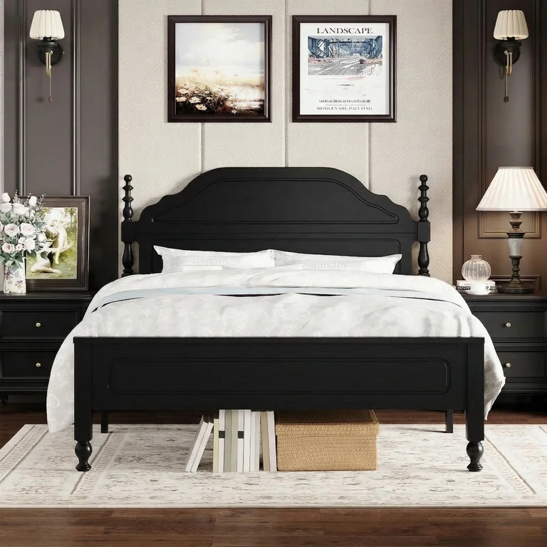 Sailvan Solid Bed Frame, Queen Bed Frame, Wooden Platform Bed Frame with Headboard & 12" Under St... | Walmart (US)