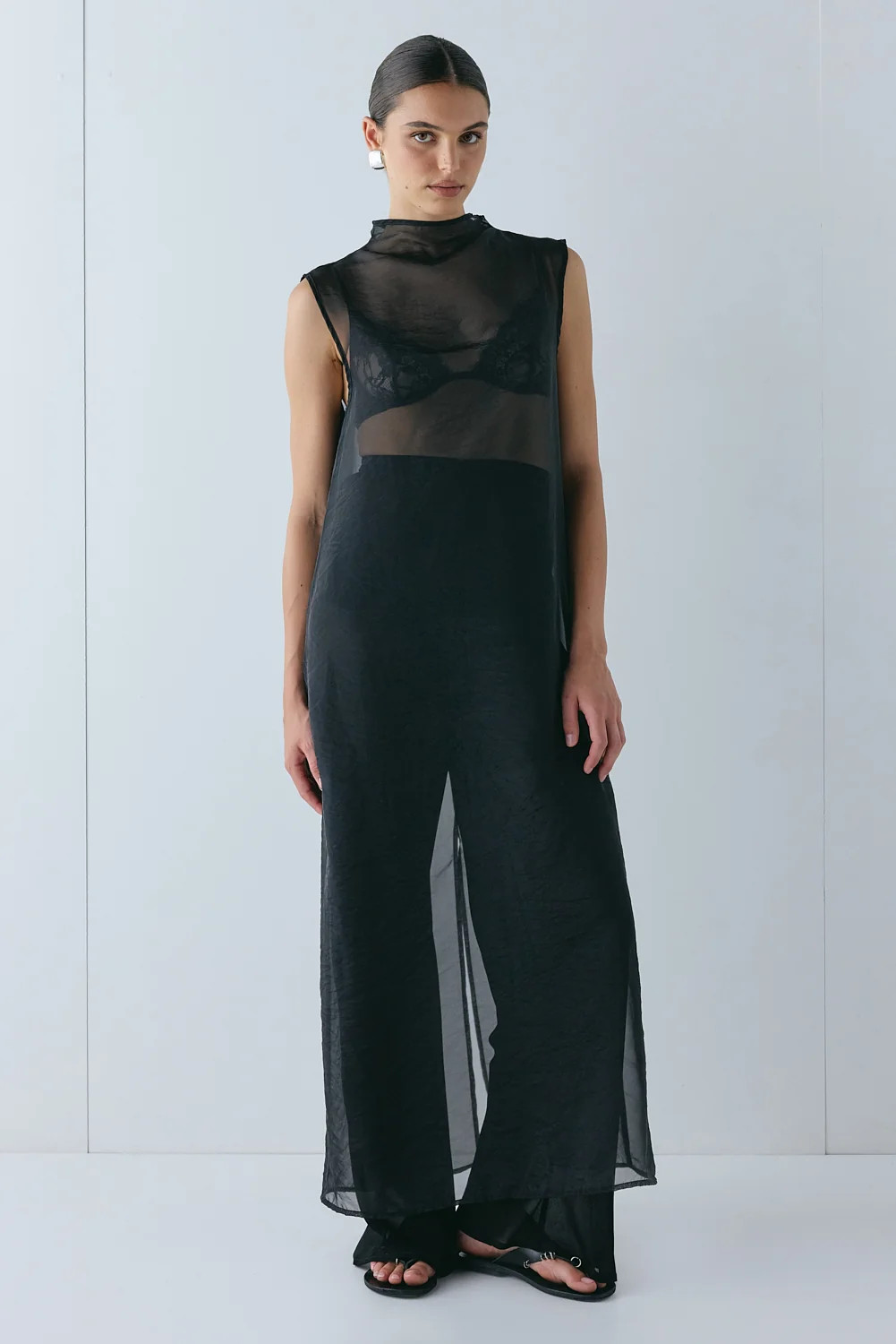 Serena Sheer Maxi Dress Black | VRG Grl