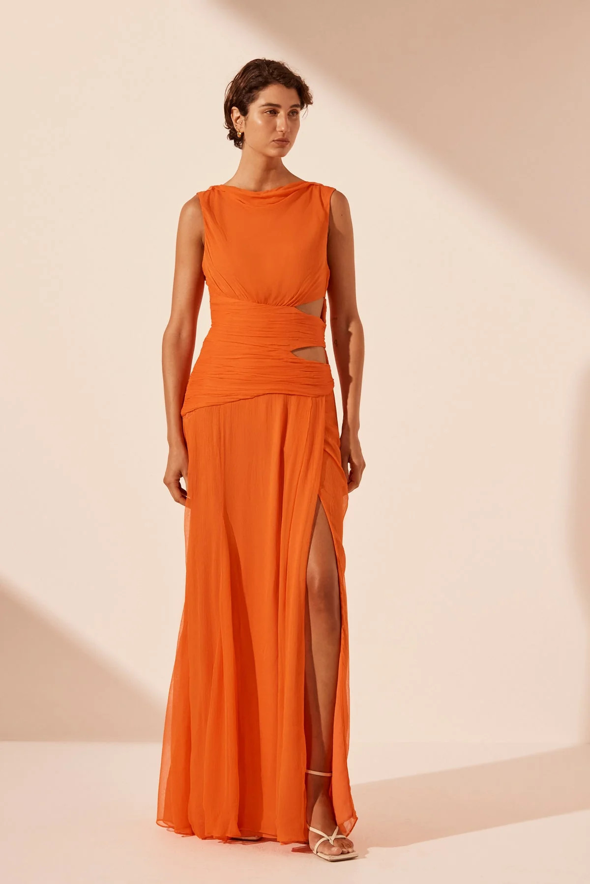 LAYLA CUT OUT SIDE SPLIT MAXI DRESS | FLAME ORANGE | DRESSES | SHONA JOY | Shona Joy