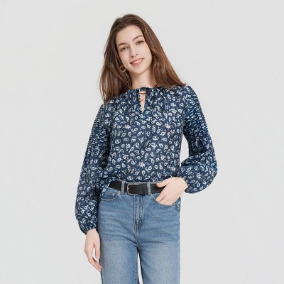 Women's Balloon Long Sleeve Top - Universal Thread™ Brown Paisley XS | Target