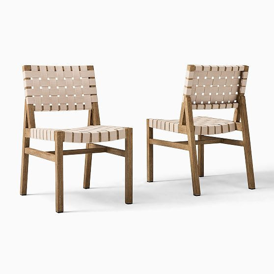 Granada Outdoor Dining Chair, Driftwood, Pumice Webbing, Set of 2 | West Elm (US)