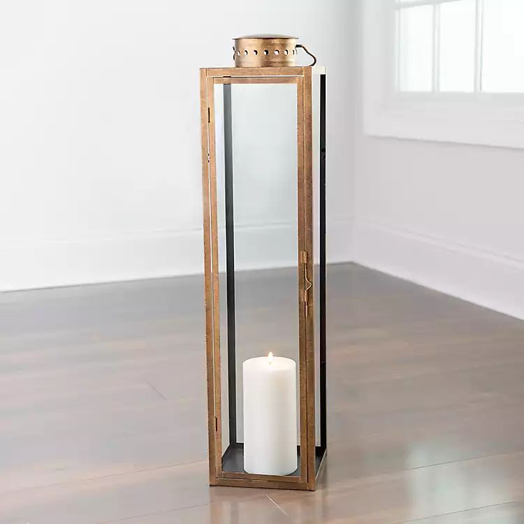 Brushed Gold Metal Open Frame Lantern, 31 in. | Kirkland's Home