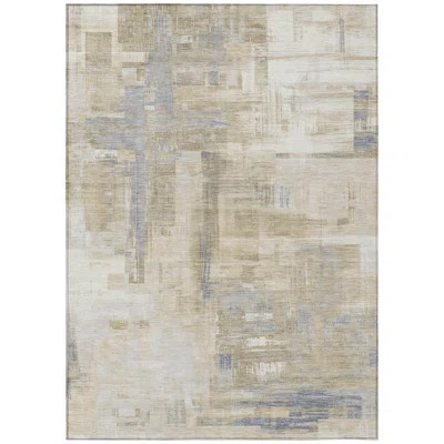 5' X 8' Ivory And Beige Abstract Washable Indoor Outdoor Area Rug | Wayfair North America