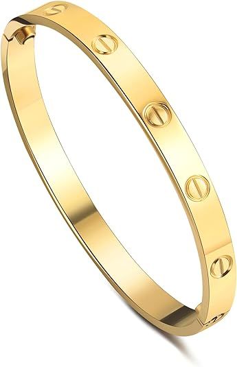 18K Gold Bracelet for Women, Women's Love Bracelet, 316 Stainless Steel Gold Plated Bangle Jewelr... | Amazon (US)