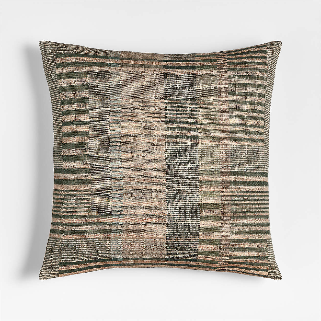 Etta Silk Wool Blend 20"x20" Burnt Green Multi Throw Pillow with Down-Alternative Insert + Review... | Crate & Barrel