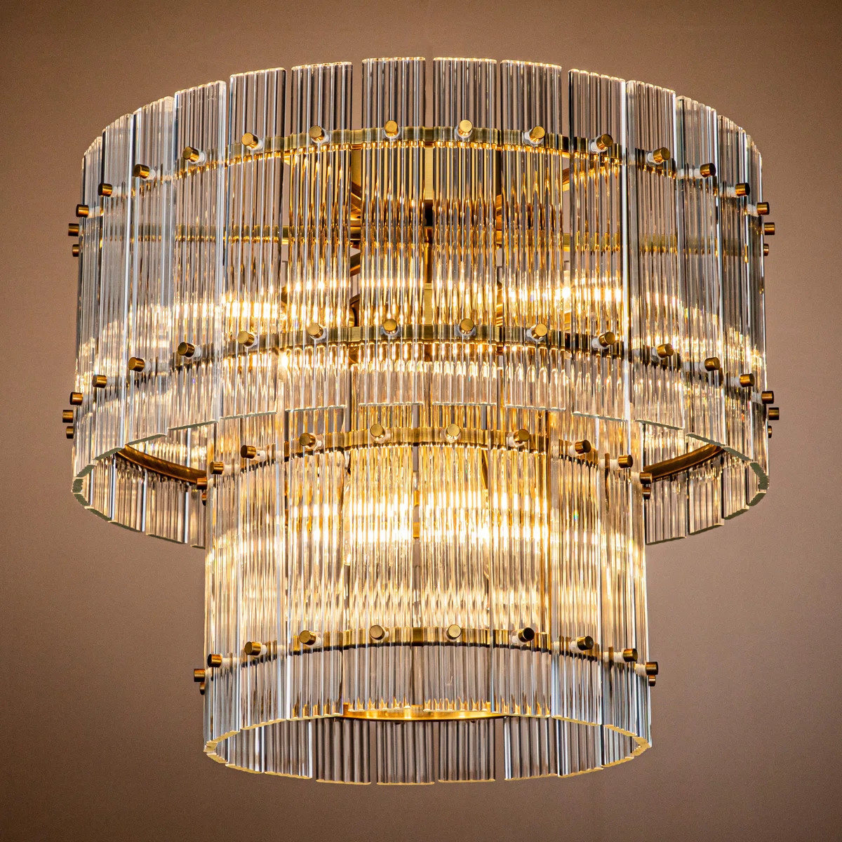 Everly Quinn Logun 10-light Glam And Modern Antique Gold Two-tiered Handmade Glass Shade Flush Mo... | Wayfair North America