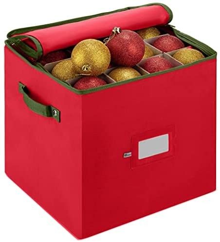 Large Christmas Ornament Storage Box with Dual Zipper Closure - Box Contributes Slots for 64 Holiday | Amazon (US)