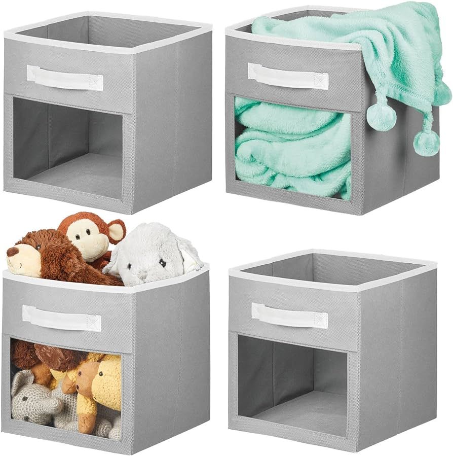 mDesign Fabric Nursery/Playroom Closet Storage Organizer Bin Box with Front Handle/Window for Cub... | Amazon (US)