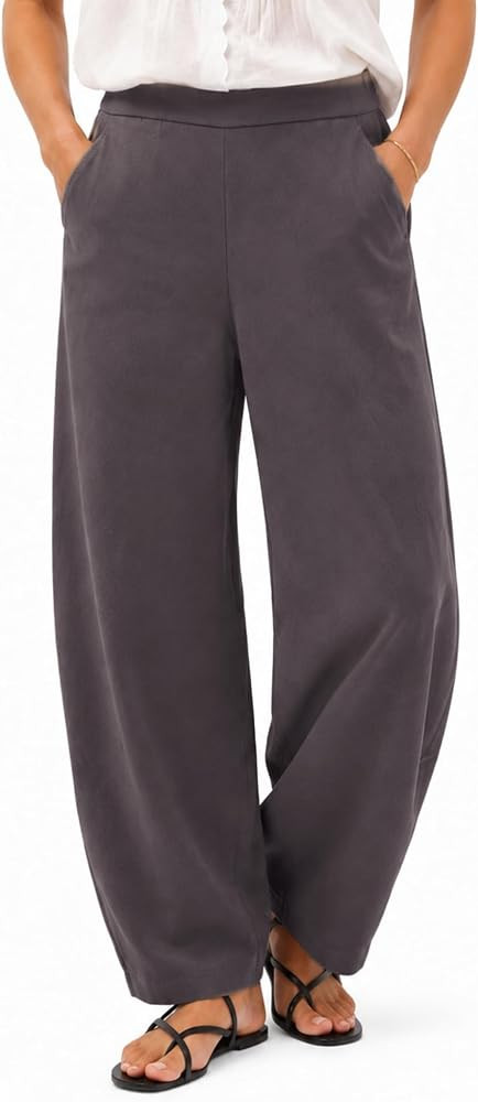 Zylioo Tall Barrel Pants for Women Pull On Cotton Stretch Travel Trousers | Amazon (US)
