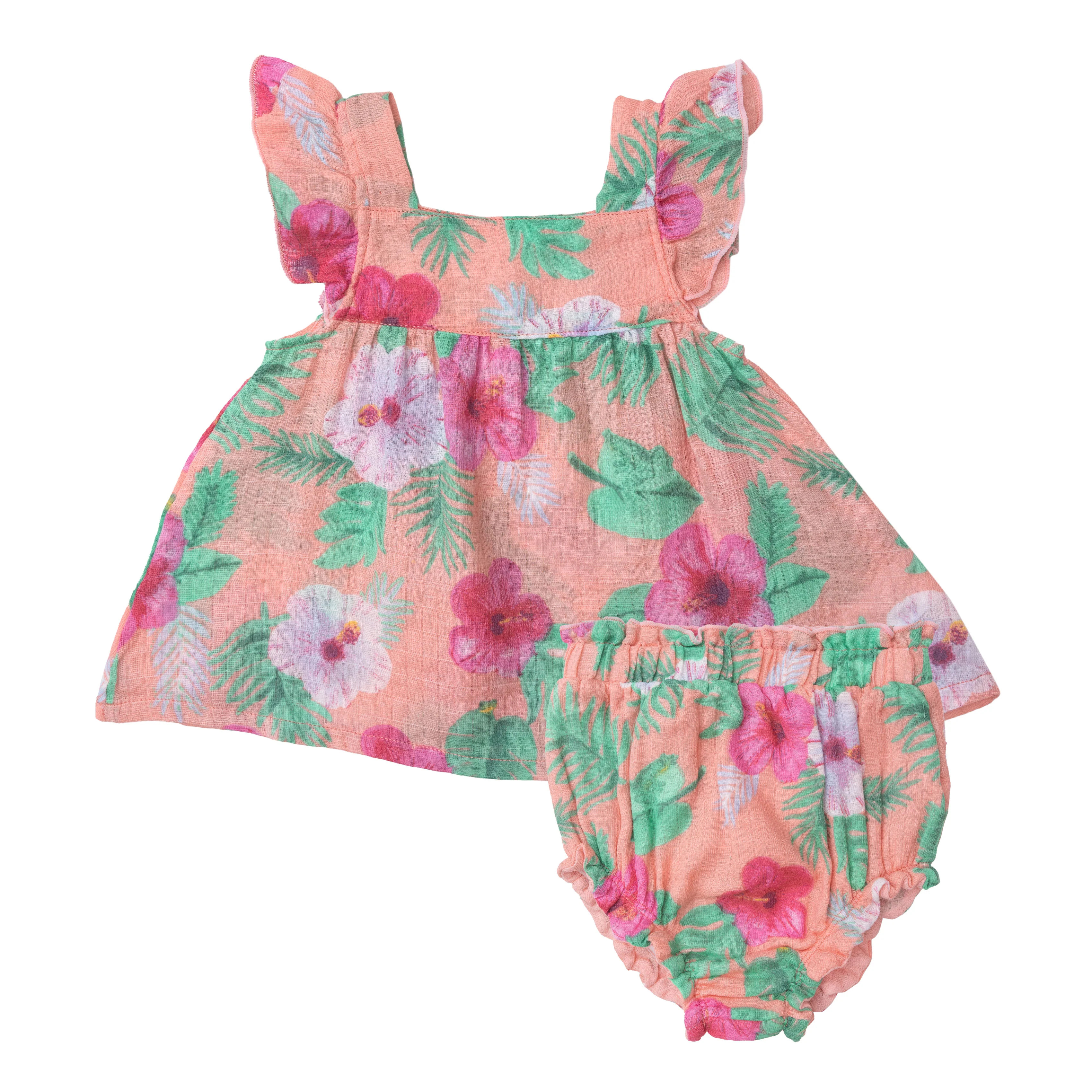Pinafore Top & Bloomer, Pink Hibiscus | SpearmintLOVE