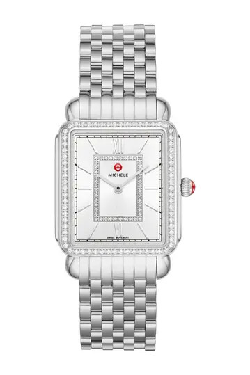 MicheleWomen's Deco II Diamond Embellished Stainless Steel Bracelet Watch, 29 mm - 0.52 ctw | Nordstrom Rack
