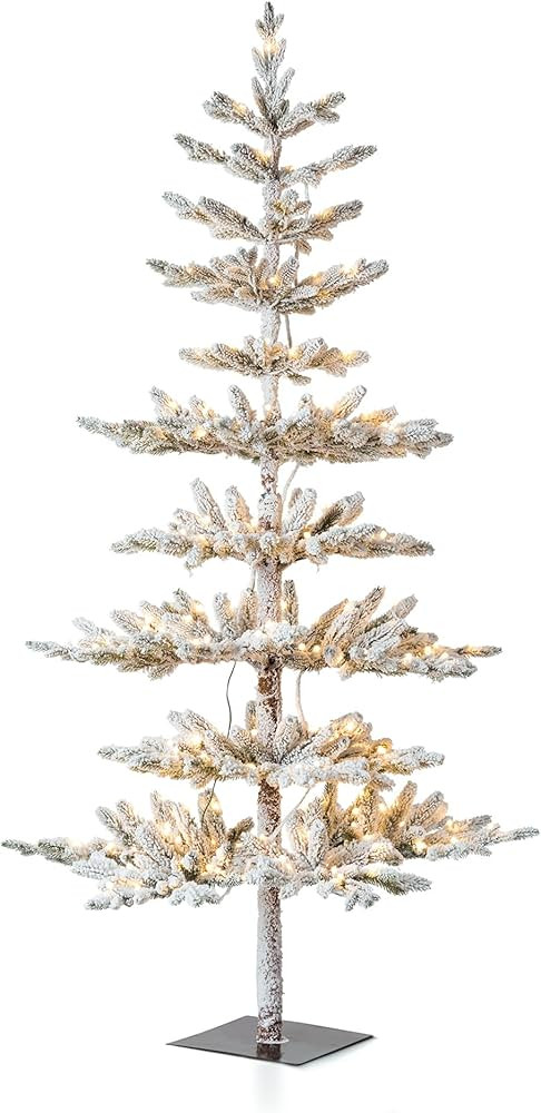 Christmas Tree 6FT Deluxe Pre-Lit Flocked Pine Artificial Christmas Tree with 300 Warm White Ligh... | Amazon (US)