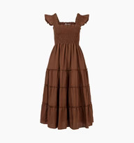 The Ellie Nap Dress - Chocolate Tonal Seersucker | Hill House Home US
