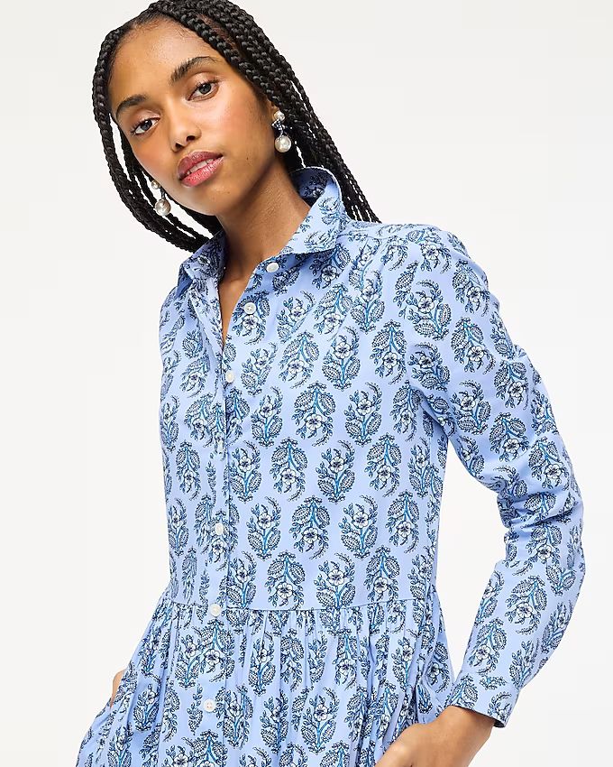 Cotton-blend collared mini shirtdress | J.Crew Factory