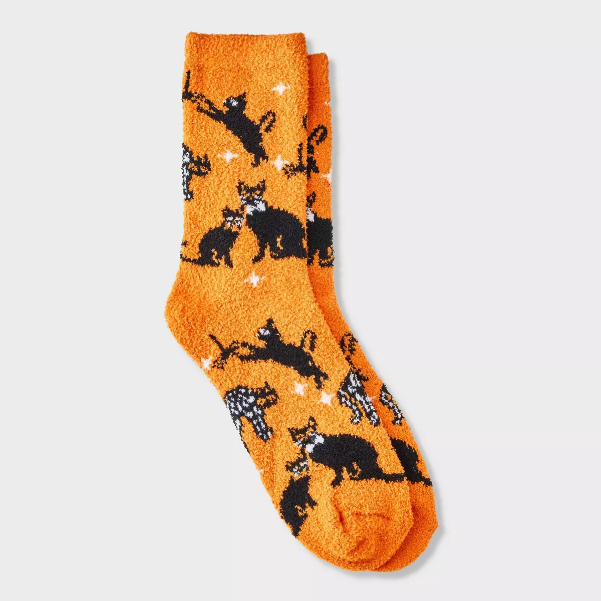 Women's Black Cats Halloween Cozy Crew Socks - Hyde and EEK! Boutique™ Orange/Black 4 - 10 | Target