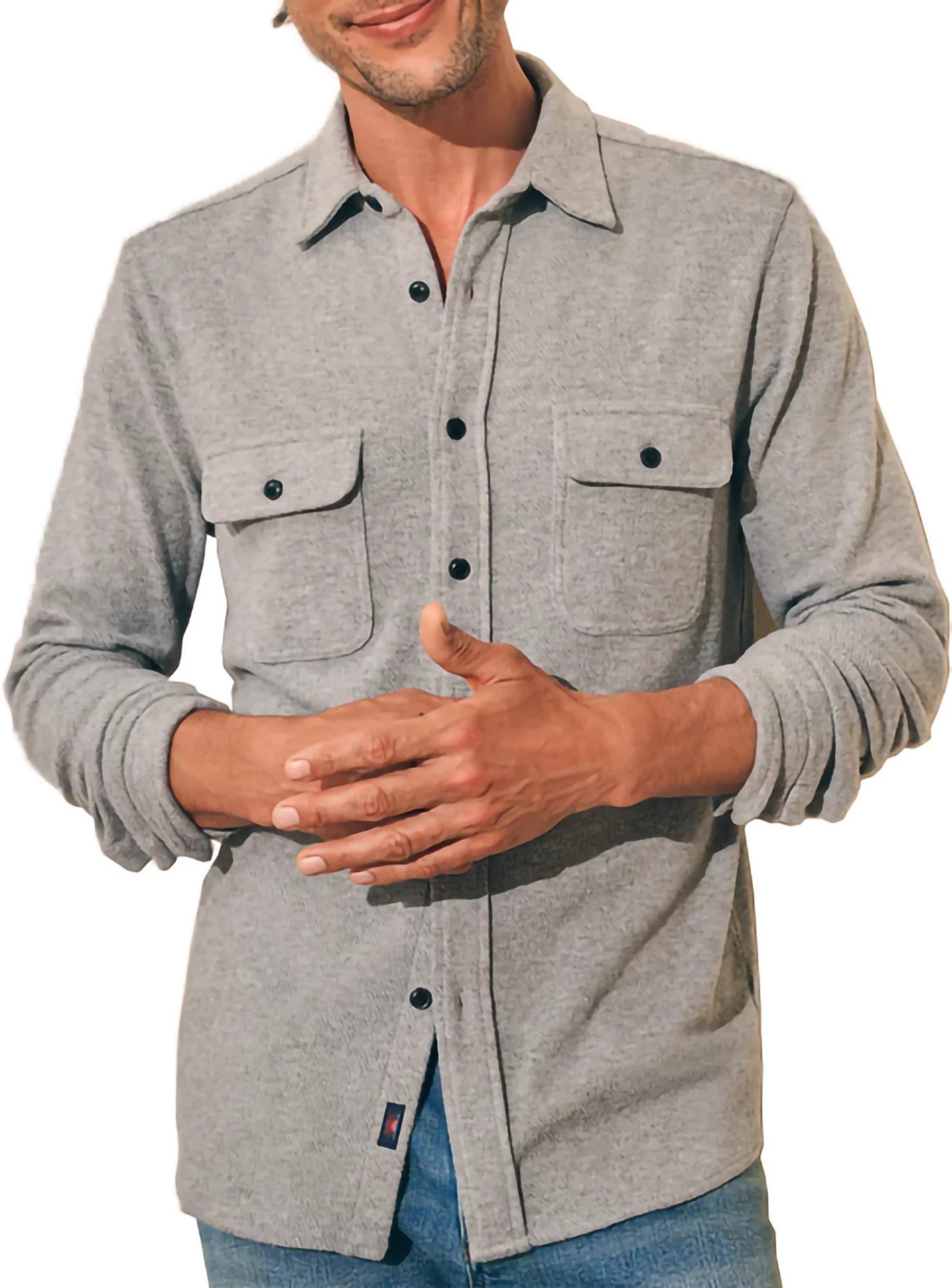Faherty Men's Legend Sweater Shirt, XXL, Fossil Grey Twill | Public Lands