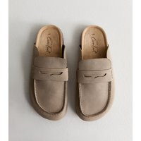 Women's Camel Faux Suede Flat Loafer Mules Vegan New Look | New Look (UK)