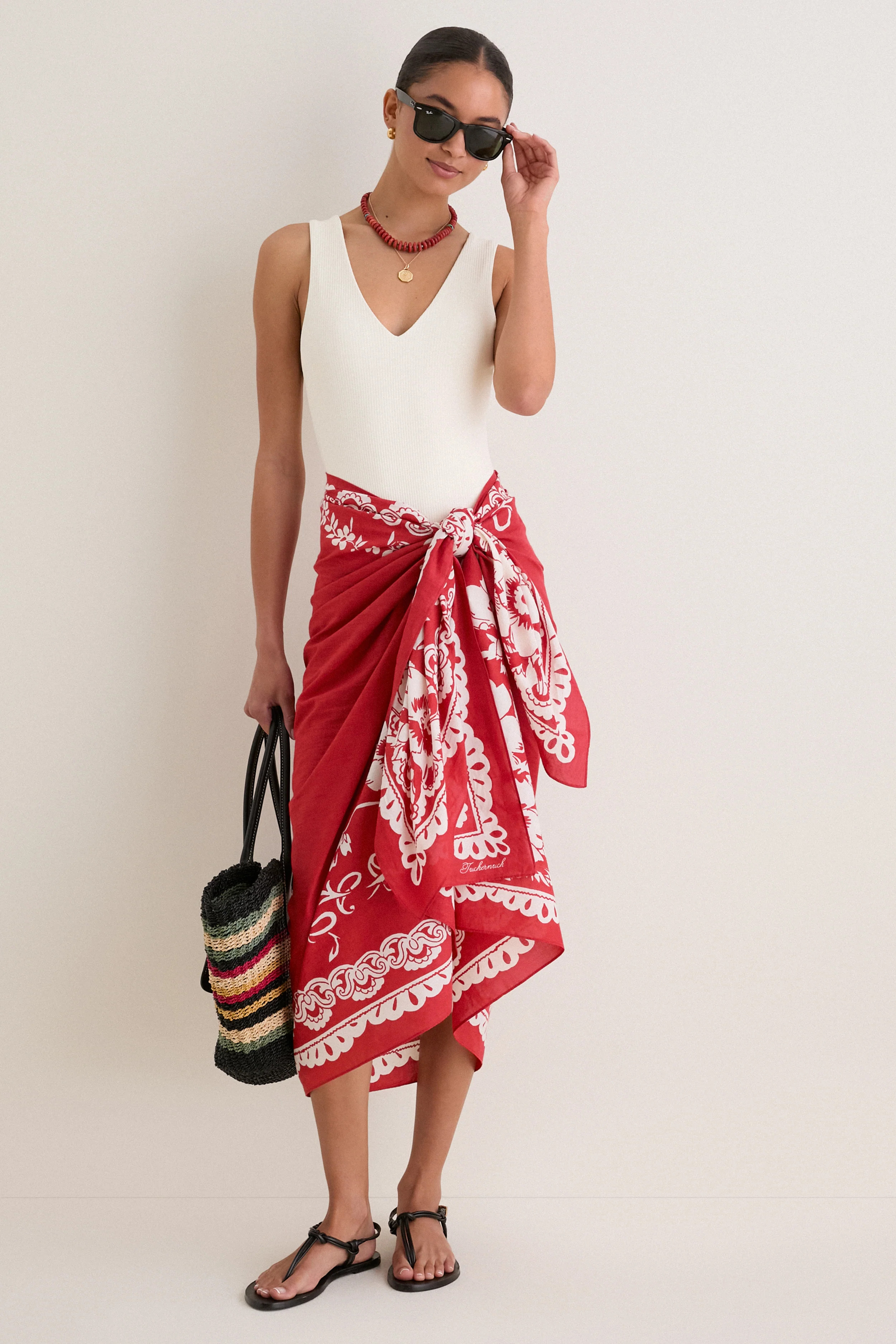 Cherry Poolside Punch Cotton Pareo | Tuckernuck (US)