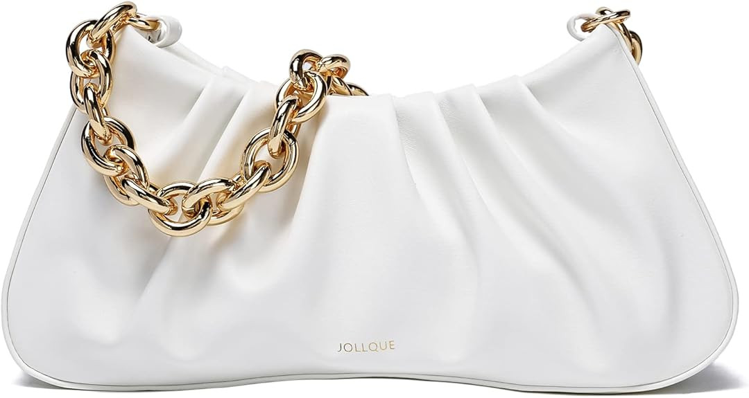 JOLLQUE Shoulder Bag for Women,Small Leather Dumpling Bags Handbag Purse,Gold Chain Evening Clutc... | Amazon (US)
